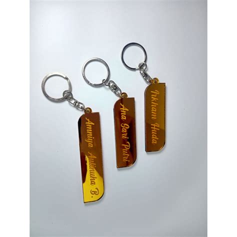 Jual Custom Gantungan Kunci Ganci Mirror Keychain Grafir Nama Ganci