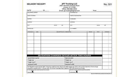 Trucking Delivery Receipt And Proof Of Delivery