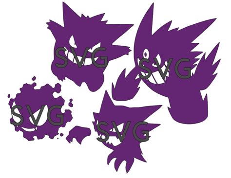 Gastly Haunter Gengar And Mega Gengar Svgs Etsy