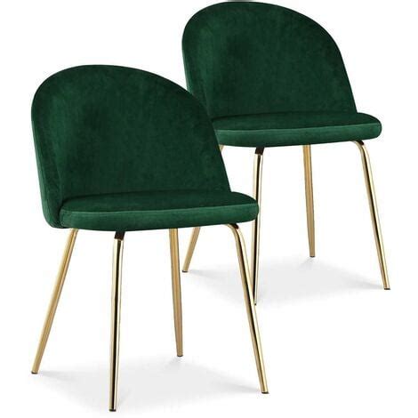 Lot de 2 chaises Cecilia velours Vert pieds doré