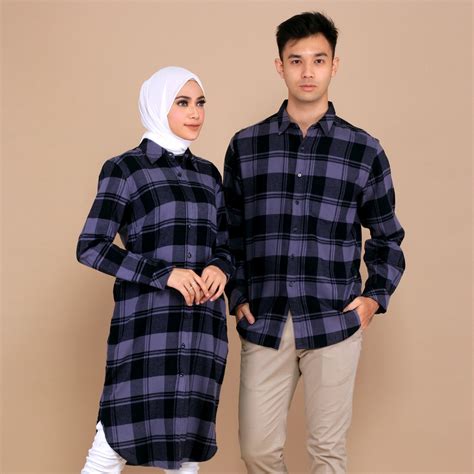 Jual Benhill Kemeja Couple Kotak Flannel Hitam Shopee