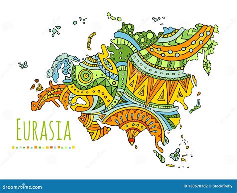 Wektor Maluj Ca Mapa Eurasia Wektorowy Doodle Kontynent Ilustracja