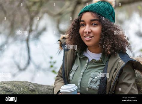 Beautiful Happy Mixed Race Biracial African American Girl Teenager