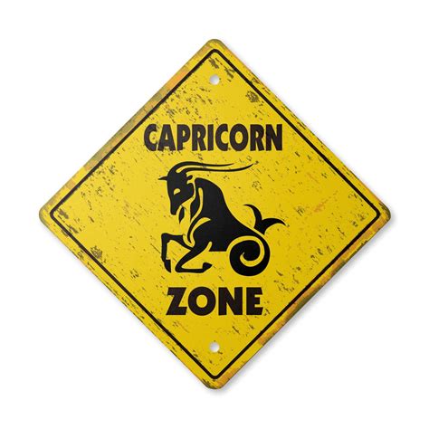 Capricorn Vintage Crossing Sign Zone Xing Indoor Outdoor Plastic 17