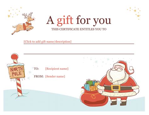 Christmas T Certificate Template Free Printable