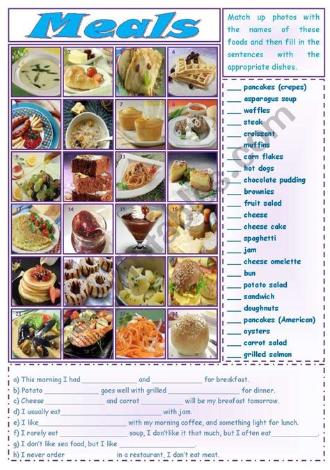 Meals Esl Worksheet By Borna