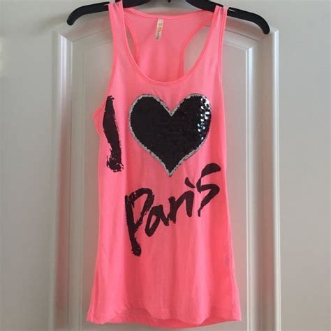 Neon Pink I Love Paris Tank A Neon Pink Tank Top That Says I ️ Paris