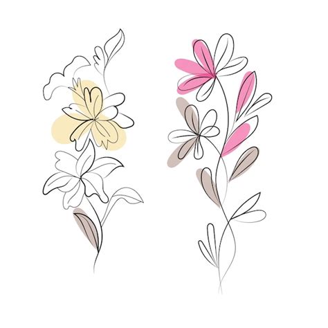 Elementos Decorativos Florales Dibujados A Mano Por Vector Vector Premium