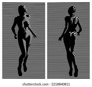 Stylized Vector Illustration Sexy Naked Woman Stock Vector Royalty
