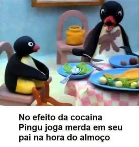 No efeito da cocaina Pingu joga merda em seu pai na hora do almoço