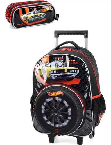 Kit Mochila Rodinha Estojo Hot Wheels Original Luxcel Frete Gr Tis