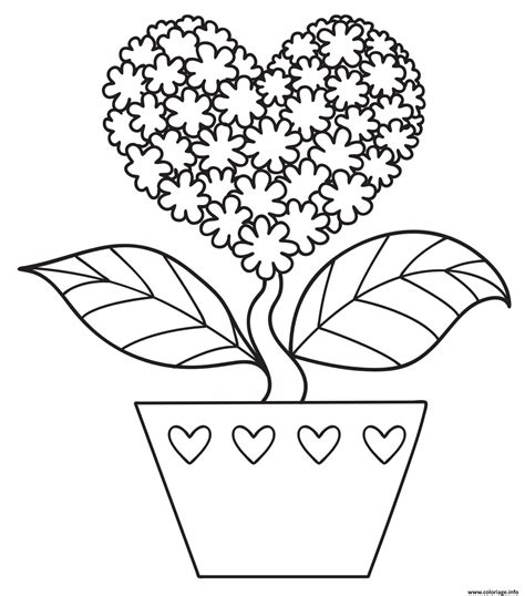 Coloriage Fleur En Forme De Coeur Nature Jecolorie