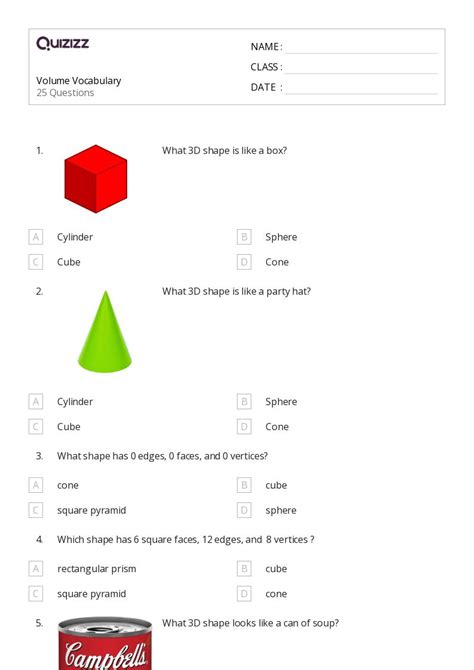 Volume Of A Sphere Worksheets For Rd Year On Quizizz Free