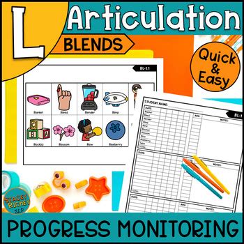 L Blends Articulation Speech Therapy Progress Monitoring Screeners