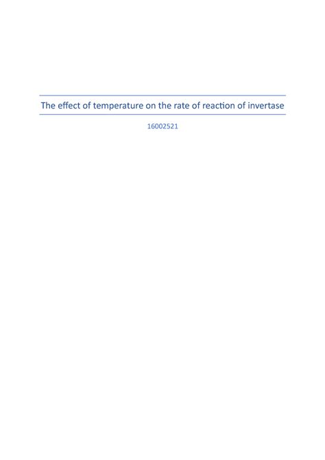 The effect of temperature on the rate of reaction of invertase ...