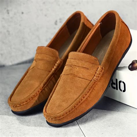 Buy Men Casual Shoes Suede Leather Loafers White Solid