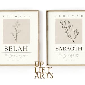 Hebrew Names Of God Printable Wall Art Set Of Prints Yahweh Selah