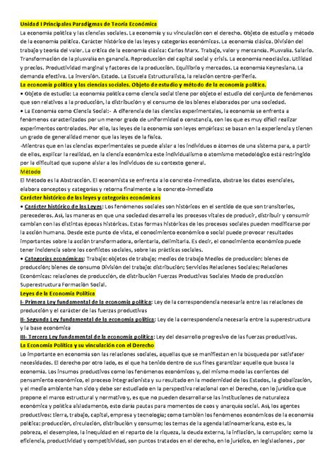 Resumen Powers Unidad 1 3 Econom Unidad I Principales Paradigmas De