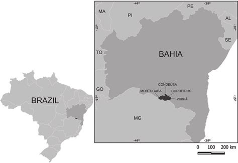 Map of Bahia state, showing the municipalities where the present ...