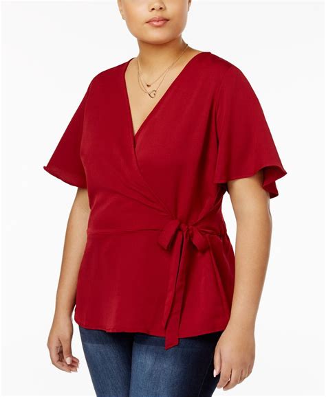 Planet Gold Trendy Plus Size Faux Wrap Top Tops Plus Sizes Macy S Trendy Plus Size