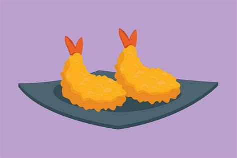 Cartoon Flat Style Drawing Fresh Delicious Japanese Fried Tempura