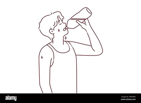 Thirsty Man Drinking Water From Bottle Stock Vector Image And Art Alamy