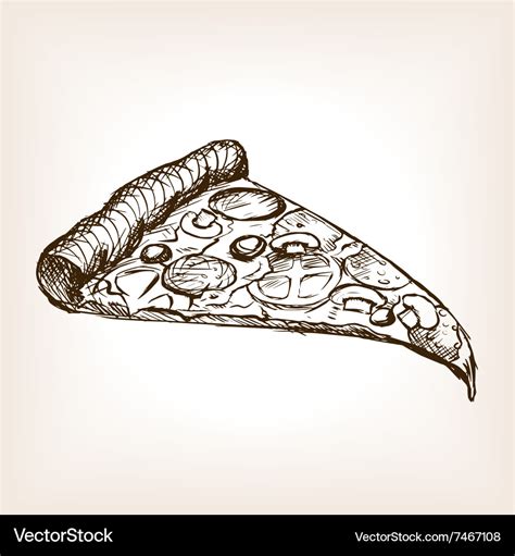 Pizza Slice Sketch Style Royalty Free Vector Image