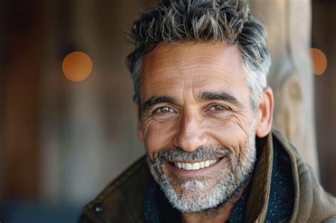 Portrait Of A Smiling Mature Handsome Man Premium AI Generated Image