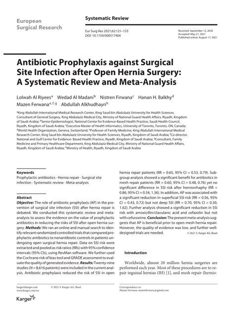 Pdf Antibiotic Prophylaxis Against Surgical Site Infection After Open