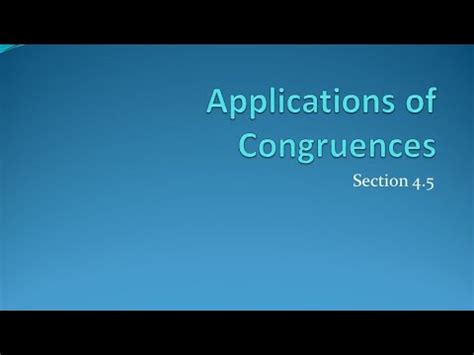 Applications Of Congruences Youtube