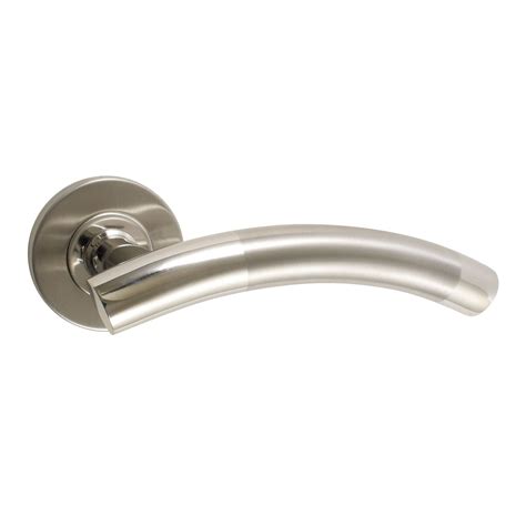 Bandq Stainless Steel Effect Curved Internal And External Lever Latch Door Handle Pack Of 1