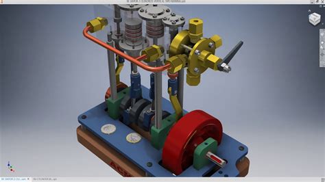 Autodesk Inventor Maqueta De Una M Quina De Vapor De Cilindros Tipo