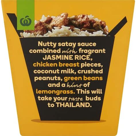 Woolworths Chicken Satay With Jasmine Rice 350g Bunch