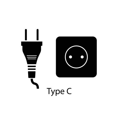 Type C Plug And Socket Vector In Silhouette Style Isolated On A White