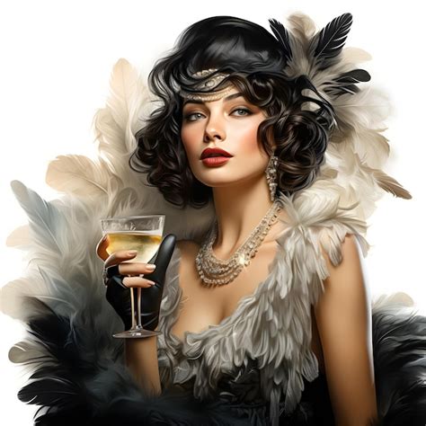 Premium Ai Image Vintage Elegance Woman Sipping Cocktail With