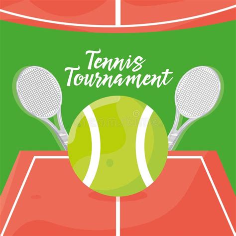 Tennis Tournament Poster With Tennis Racket On A Court Vector Stock