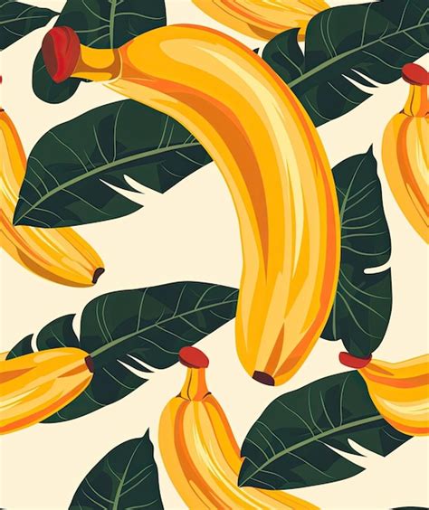 A Banana Print With Bananas On It Is Printed In Yellow Premium Ai