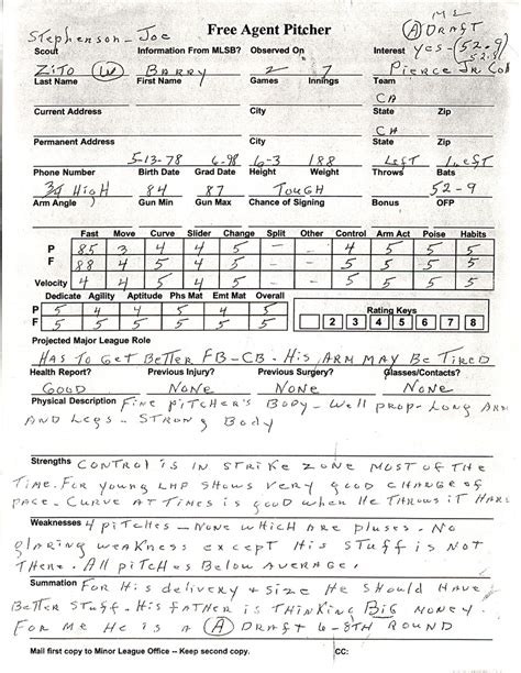 Baseball Scouting Report Template Atlanticcityaquarium