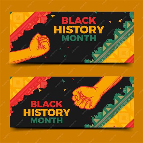 Premium Vector Hand Drawn Flat Black History Month Horizontal Banners Set