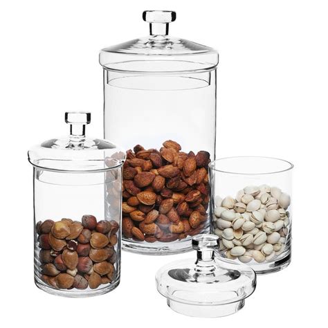 Myt 6 Piece Clear Glass Apothecary Jar Set With Clear Lid