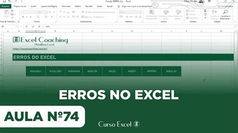 Como Resolver Erros No Excel Curso Excel Youtube