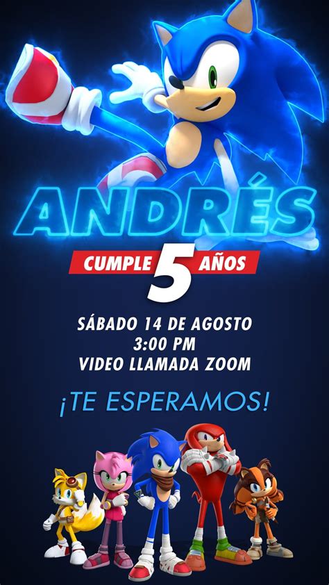 Invitación de Sonic Sonic Birthday 4th Birthday Bday Candy Theme