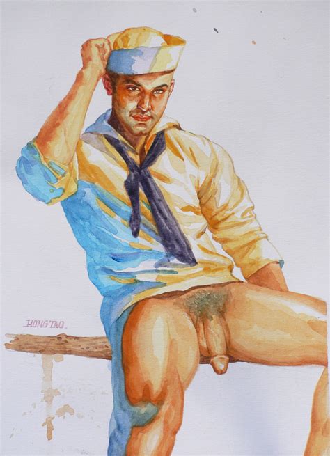 Watercolor Painting Male Nude 110201 Painting By Hongtao Huang