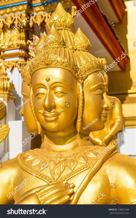 Face Golden Brahma Statue Thai Temple Stock Photo 198821648 Shutterstock