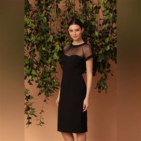 Maggy London Dresses New Illusion Yoke Crepe Cocktail Dress Maggy