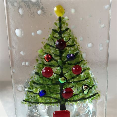 Mini Christmas Tree Tealight Holder Fused Glass Etsy