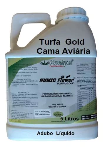 Turfa Liquida Organo Mineral Esterco Aves Liquido Adubo 5 Lt