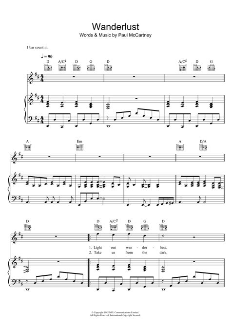 Wanderlust By Paul Mccartney Sheet Music For Keyboard Playalong At