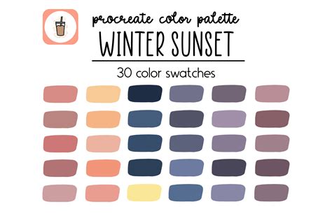 Winter Sunset Procreate Palette Graphic By Kc Jean Design Co Creative