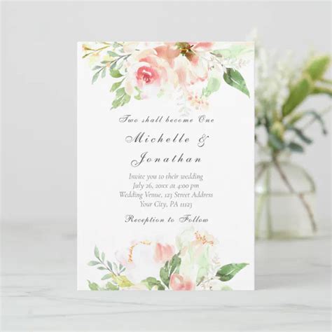 Elegant Blush Pink Floral Christian Wedding Invitation Zazzle